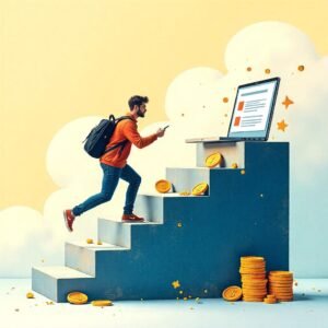 Illustration motivation commencer blog rentable avec Hubili - premier pas vers revenu passif réussi